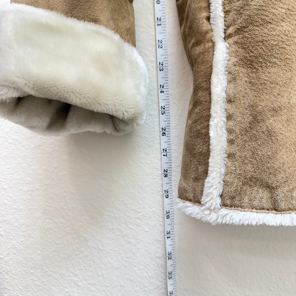 Bernardo Suede Sherpa Patchwork Coat Womens XLP Southwestern Fall Winter Warm - Picture 3 of 16